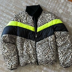 Barely worn leopard and neon puffer coat purchased off Revolve.com